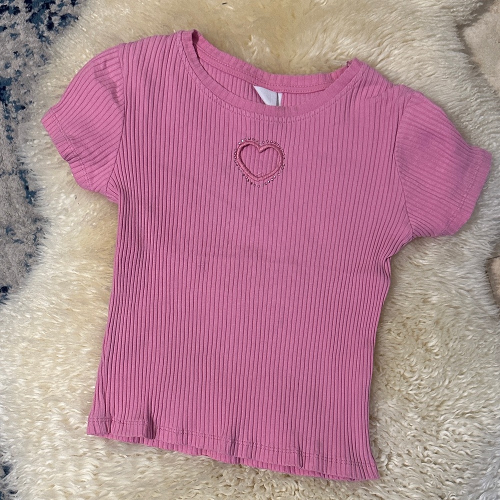 Zara Pink Kids T-Shirt with Heart Detail